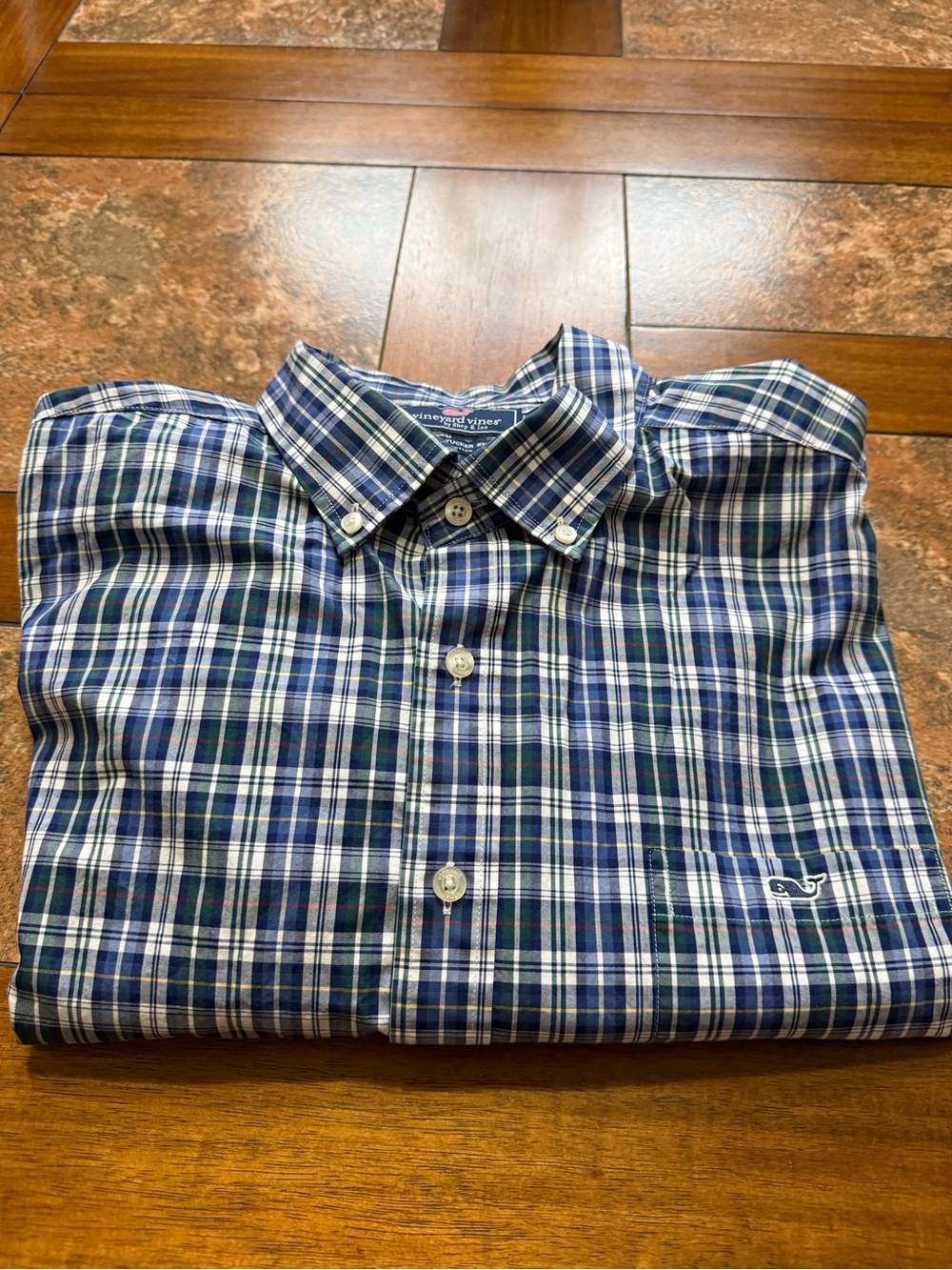 Vineyard Vines Men’s Blue Plaid Button-Down Shirt  XXL  Like New